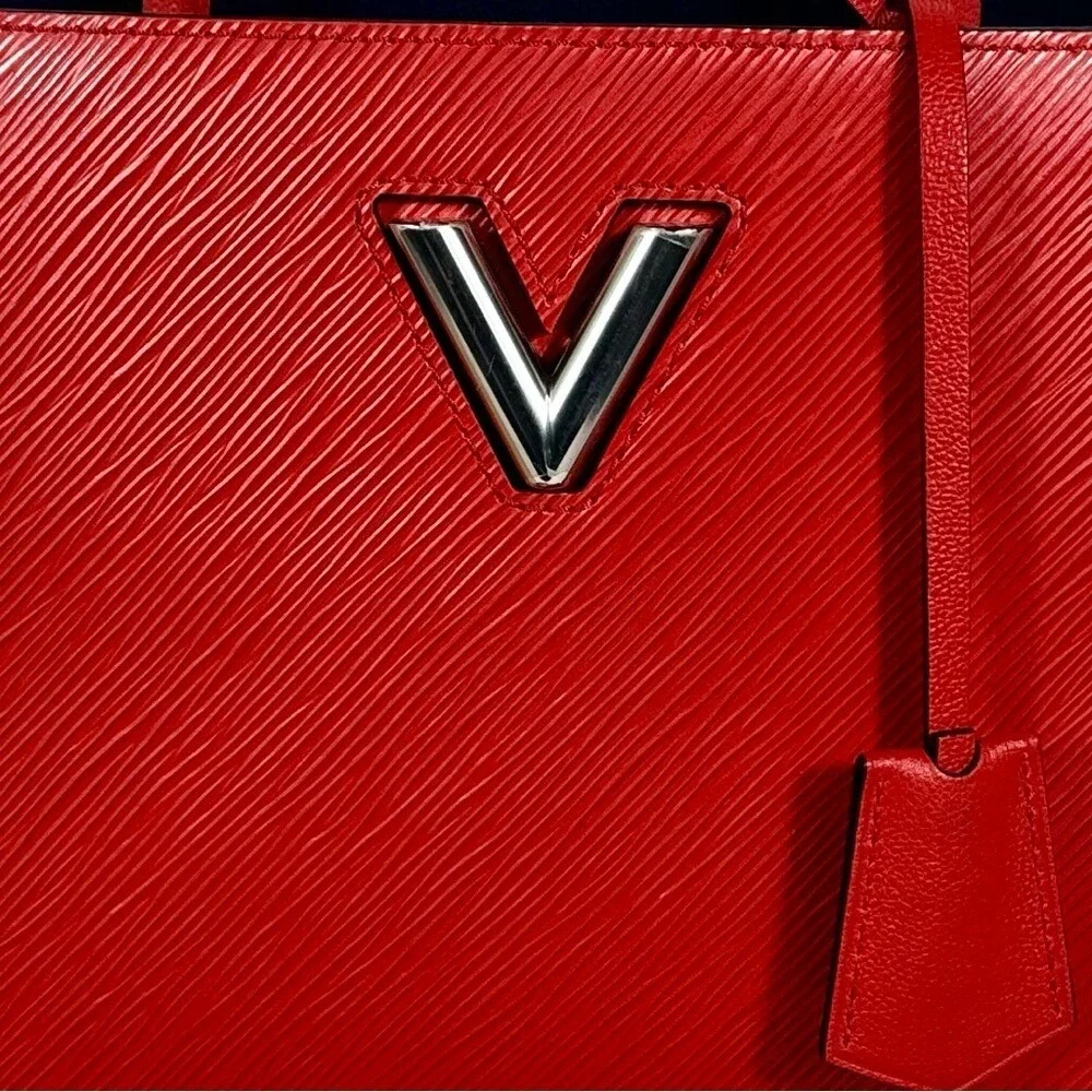 Louis Vuitton Twist Lock Epi Red Leather Tote with COA and Dust bag
